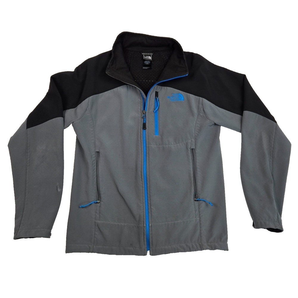 The North Face‎ Gray Black Blue Liner Full Zip Softrock Jacket Size Small